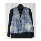 Short 100% Cotton Vest by Blue Fish - Blue Plaid S/1 (Code CMJ )