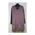 L/S Striped 100% Cotton Box Top by Blue Fish - Wine S/ 1 (Code CMJ )