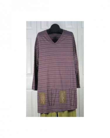 L/S Striped 100% Cotton Box Top by Blue Fish - Wine S/ 1 (Code CMJ )