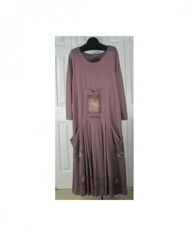 Farmer Jen Hem Cotton Dress Blue Fish / Barclay Studio- Mauve S/0 (Code CMJ )