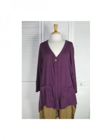 One Button Cardigan S/2 NWT Plum by Blue Fish / Barclay Studio (Code CAP)