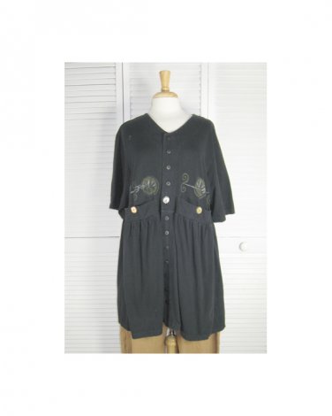 Vintage Button Dress S/1 NWOT Black by Blue Fish / Barclay Studio (Code CAP)