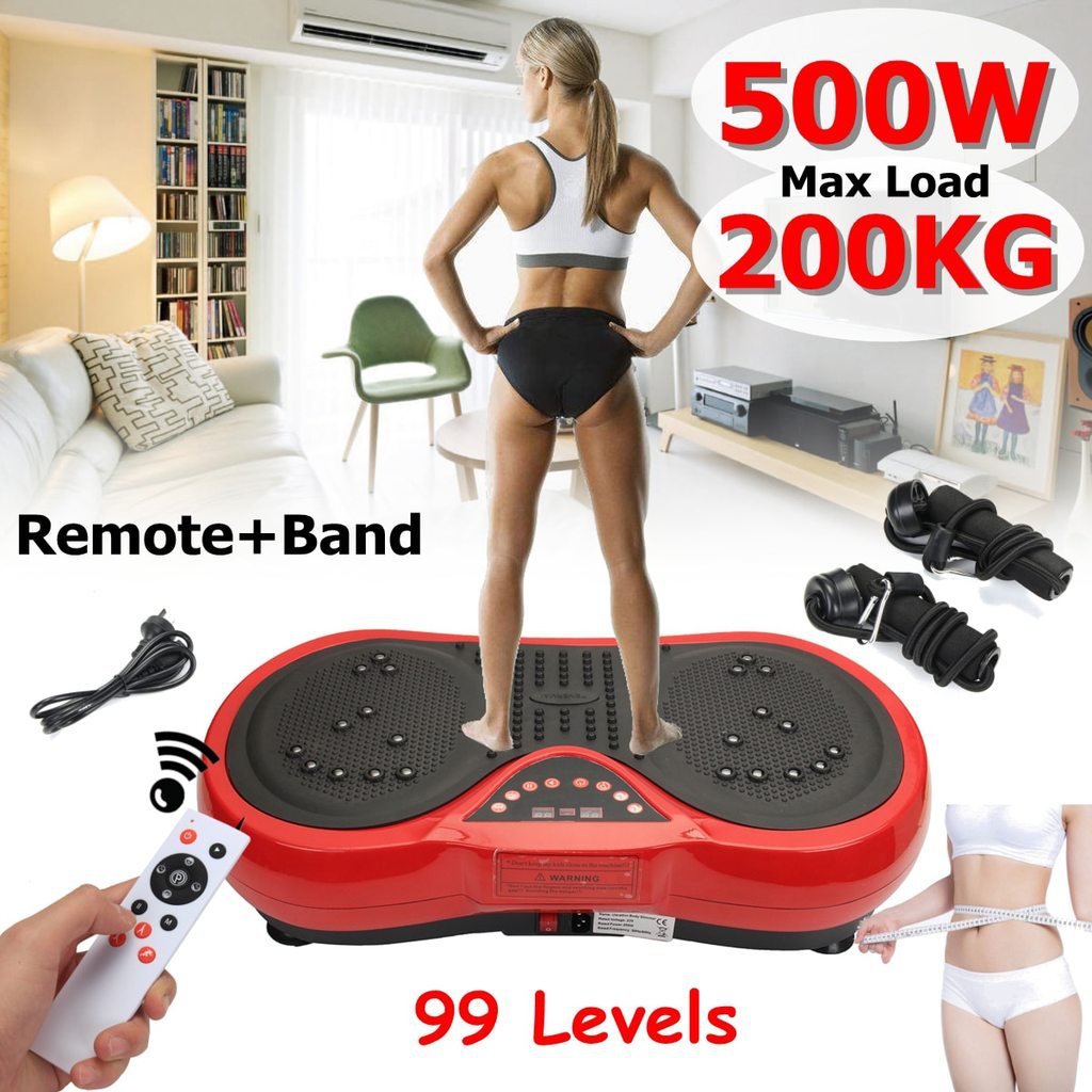 500W Exercise Vibration Machine Plate Platform Body Shaper with Resistance Bands