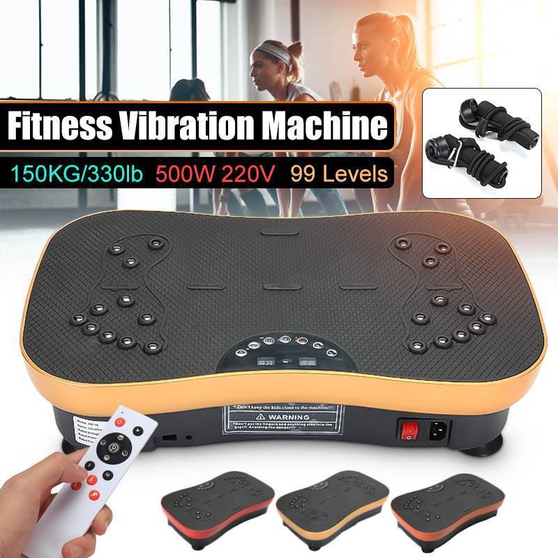 500W 150KG/330lb Exercise Fitness Vibration Plate Machine Platform Body Shaper with Resistance Bands