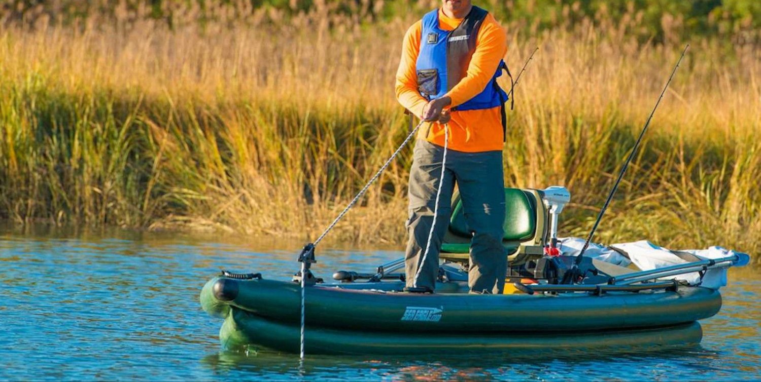 SEA EAGLE INFLATABLE FISHSKIFF 16 SOLO START UP PACKAGE BOAT PADDLE