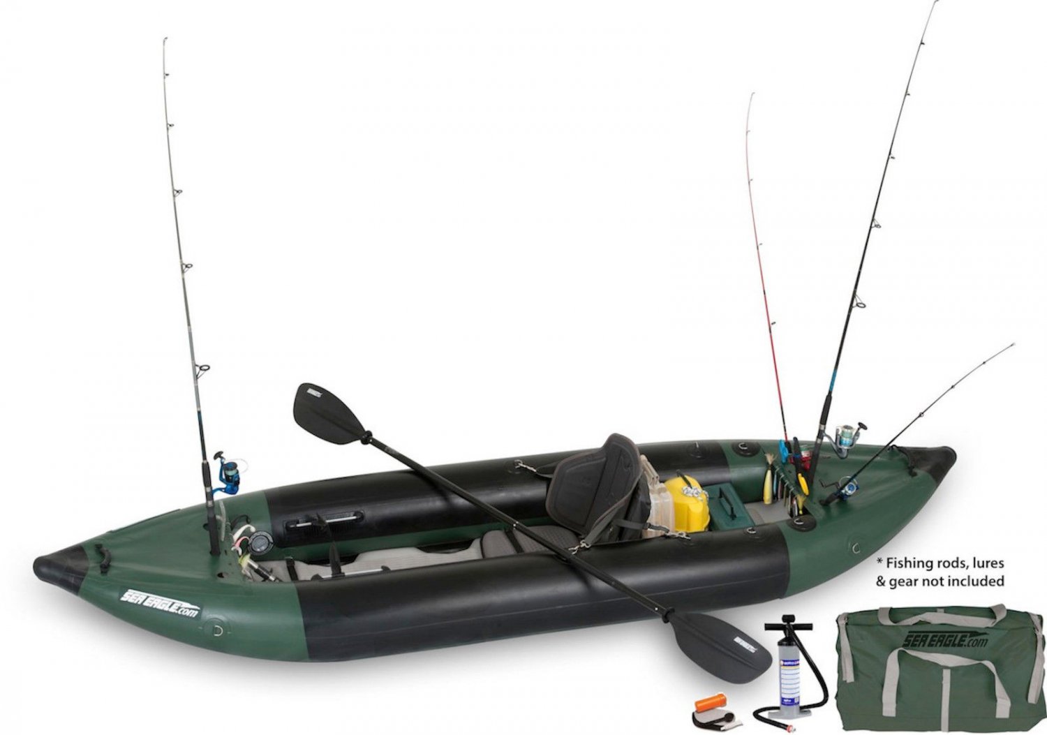 SEA EAGLE 350fx INFLATABLE FISHING EXPLORER KAYAK BOAT RIG PRO SOLO PACKAGE