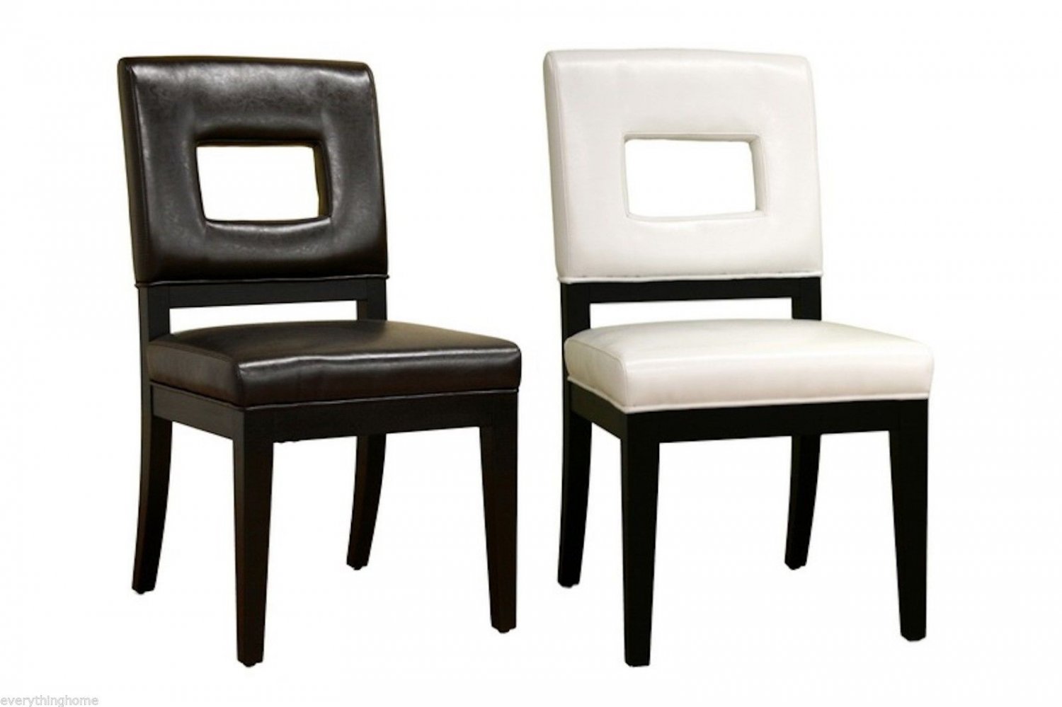 2 OPEN BACK RESTAURANT GRADE DINING CHAIRS BROWN WHITE LEATHER SOLID