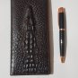 Cow Leather Crocodile Head Long Wallet with Pen