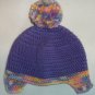 Purple, Multi Color Infant, Toddler Crochet Pom Pom Flap Hat