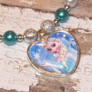 Custom Boutique Disney Elsa Heart Shaped Glass Pendant Necklace