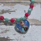 Custom Disney Frozen Anna Heart Glass Pendant Necklace