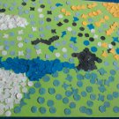 Confettipicture landscape with sea and cottage
