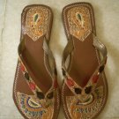 New Ladies Multi-coloured Flip-flop Style Indian Sandal / Khussa - Narrow fit
