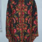 Ladies Kashmiri Style Silk Floral Embroidered Button Jacket in Black - Medium