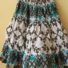 Brand New Beautiful White and Sea Green Short Crinkle Skirt- Length 21"