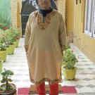 Womens Kashmir Semi-Pashmina Pheran in Cream with a Floral Design - One Size