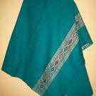 Indian Bhutti Handwoven 100% Woollen Kullu Shawl in Blue