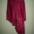 Indian Kashmiri 100% Wool Hand-stitched Shawl in Dark Red