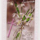 #3 A Happy Easter Tide Lily w/ cross embossed glossy postcard used