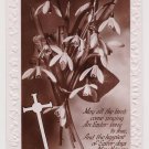 #5 Easter Greetings Sincere lilly w/ cross embossed glossy real photograph postcard  used