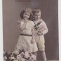 #11 General Vintage Birthday Postcard Boy/ Girl with flowers  used