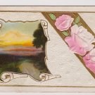 #33  General Vintage Note sunrise w/ roses  Postcard ( used )