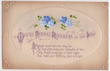 #39 Embossed  Birthday Postcard ( used )
