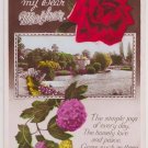 #41 Birthday Mother Glossy Vintage Postcard ( used )
