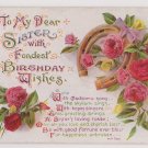 #43 sister Birthday  Vintage Postcard ( used )