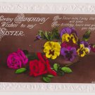 #47 Sister Birthday Glossy Embossed real photograph  Vintage Postcard ( used )