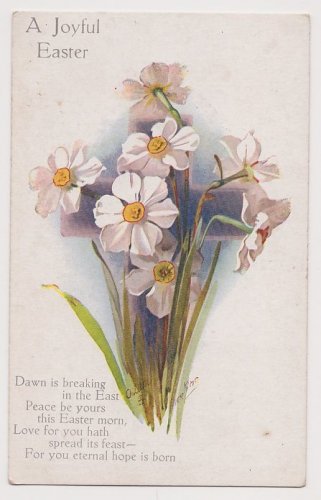 #58 A Joyful Easter  Card Vintage Postcard (used)