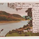 #90 Birthday wishes scenery glossy   postcard   unused