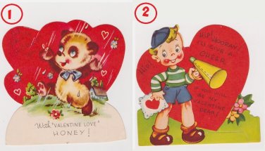42 Panda bear plus boy w/ horn children's  Valentine Cards  used