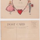 #45 Outline in glitter To My Valentine Vintage Postcard (unused)