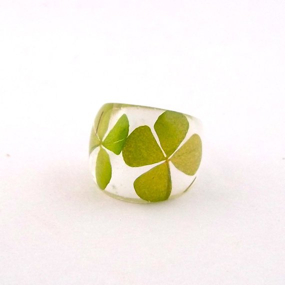 Four Leaf Clover Resin Ring