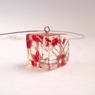Red Resin Necklace with Real Flowers