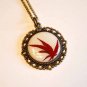 Real Japanese Maple Dancing Leaf Victorian Style Pendant Necklace