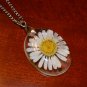 Real White Daisy Pendant Floral Necklace