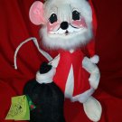 WHITE 1965 Annalee Dolls Christmas Mouse w Sack of Toys VINTAGE
