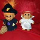 2 RUSS BERRIE TROLLS  ANGEL & WITCH  5" TALL REMOVABLE OUTFITS BOYS GIRLS  3+