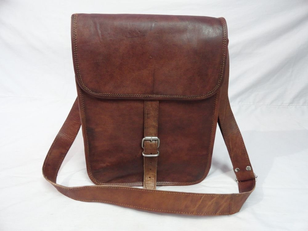 Vintage Leather 13" Macbook Satchel Laptop Crossbody Messenger Bag EcoFriendly