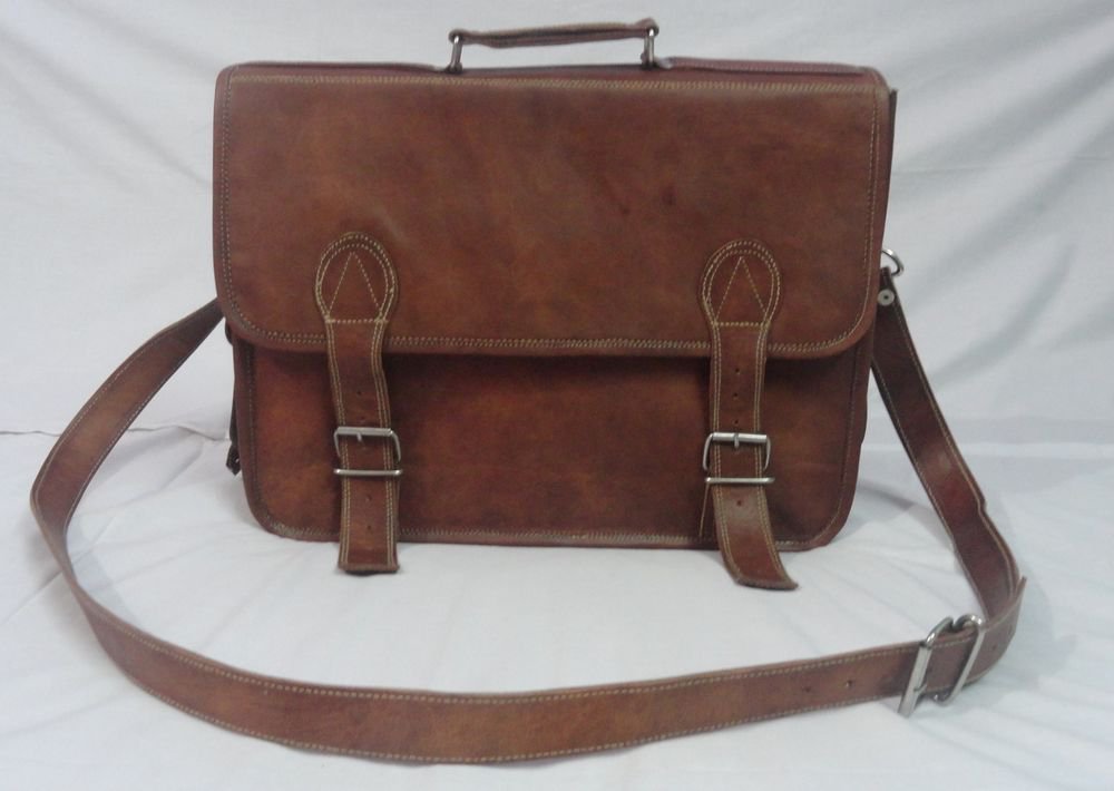 16x12" Genuine Real Leather Briefcase Laptop Satchel Macbook Bag EcoFriendly