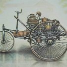 Original Vintage old pictures of automobile BENZ 1885, photo car, badge