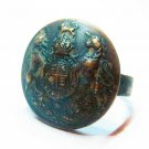 Rare Original British Army WW2 TRENCH Art Bronze Ring with Lions