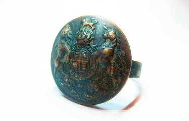 Rare Original British Army WW2 TRENCH Art Bronze Ring with Lions