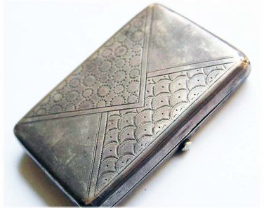 Original Rare Russian Imperial Silver Cigarette Case, stamped badge