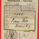 RARE JEWISH WW2 POSTAL RECEIPT from DACHAU CONCENTRATION CAMP, 1943