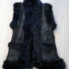 Long Women 100% Shearling Leather Sheepskin Long Haired Toscana Vest Fur S
