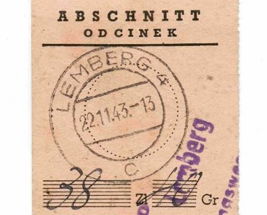 EXTREMELY RARE GERMAN WW2 RECEIPT for PENSION PAYMENT in UKRAINE-POLAND, 1943