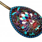 OVCHINNIKOV - RUSSIAN SILVER ENAMEL LARGE TABLE SPOON, RARE